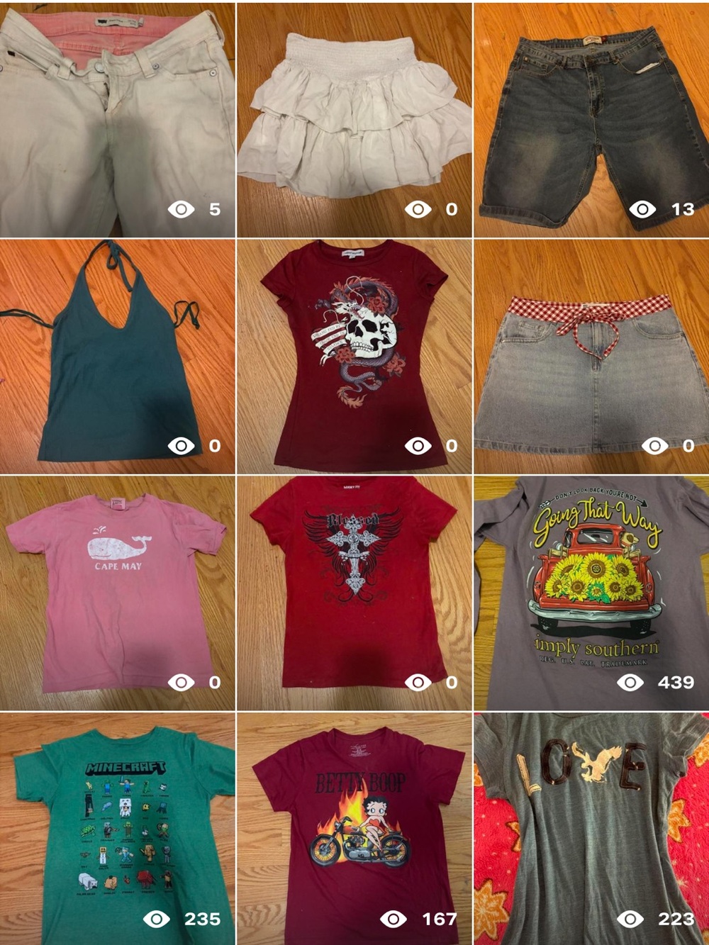 52 pieces of clothes og prices ranging from 7-50$ for each